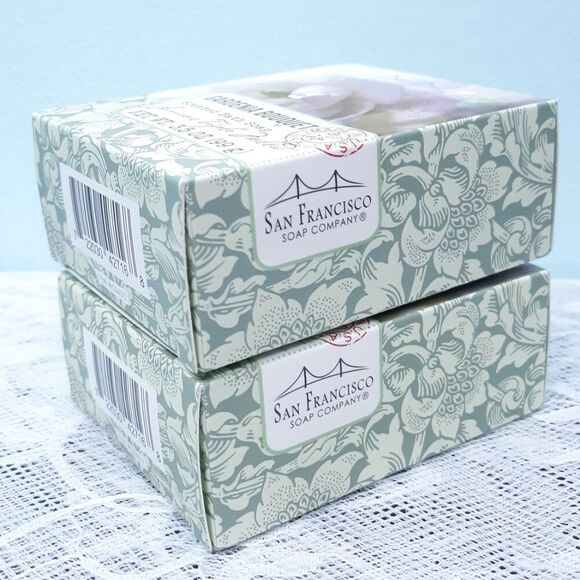 New 6 White Floral Gardenia Bath Bar Glycerin Soaps San Francisco Soap Company - Picture 8 of 10
